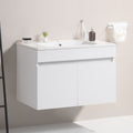 36' Wall Mounted Bathroom Vanity with White Ceramic white-solid wood