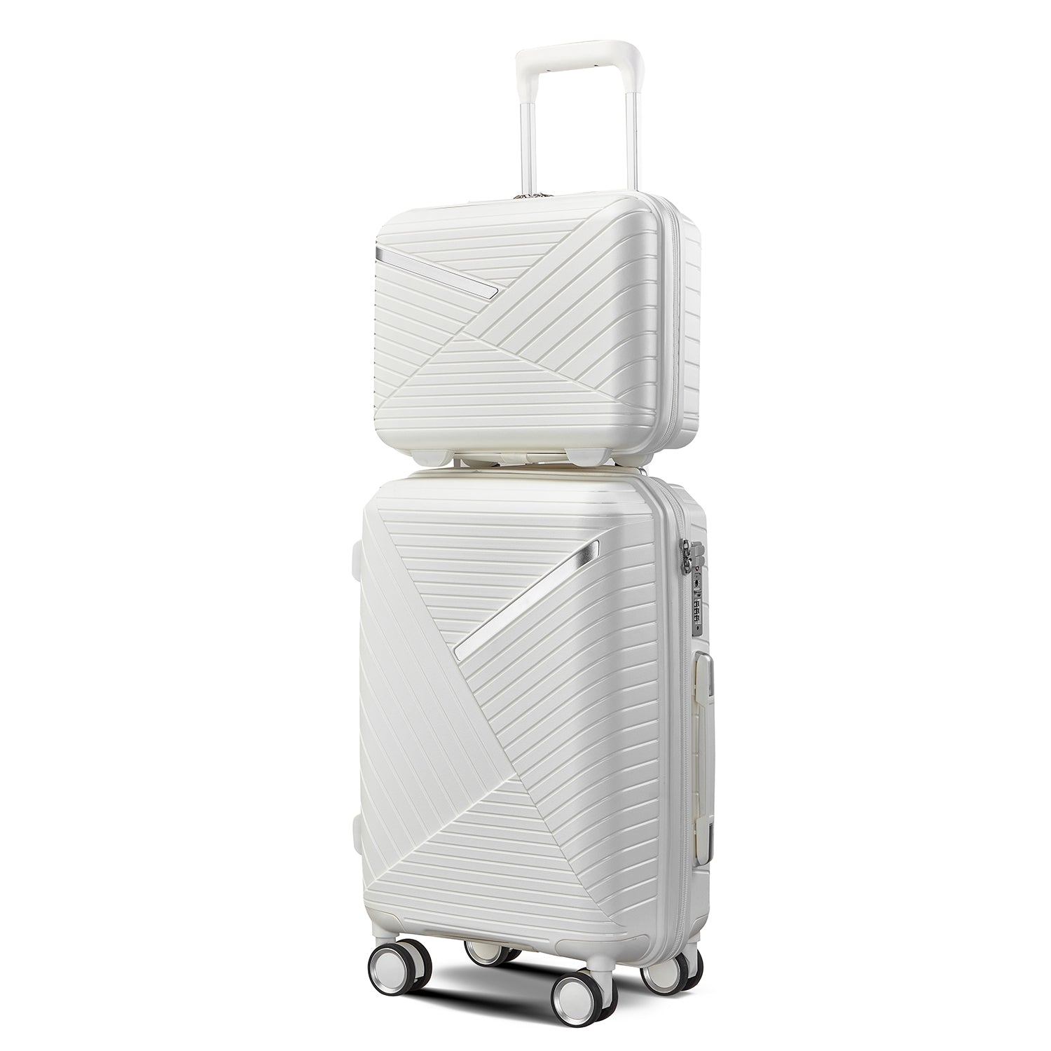 Luggage Sets 4 Piece 14 20 24 28 , Expandable Lightweight Suitcase With 4 Double 360 Degrees Mute Spinner Wheels Pp Materials Durable Tsa Lock Travel Luggage White Polypropylene