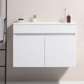 36' Wall Mounted Bathroom Vanity With White Ceramic Basin,Two Soft Close Cabinet Doors, Solid Wood,Excluding Faucets,White White Solid Wood