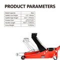 Hydraulic Low Profile and Steel Racing Floor Jack with black+red-steel