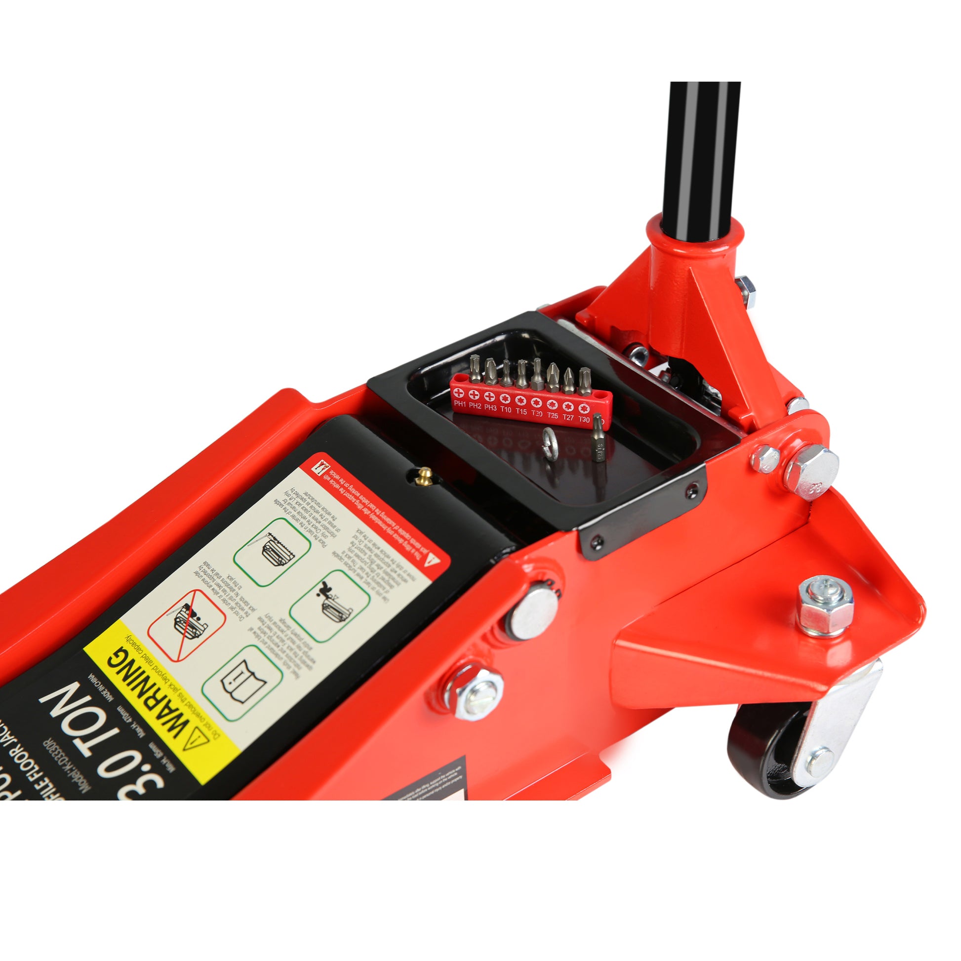 Hydraulic Low Profile and Steel Racing Floor Jack with black+red-steel