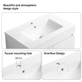 36' Wall Mounted Bathroom Vanity With White Ceramic Basin,Two Soft Close Cabinet Doors, Solid Wood,Excluding Faucets,White White Solid Wood