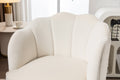 Shell Shape Velvet Fabric Armchair Accent Chair With Gold Legs For Living Room Bedroom,Ivory Ivory Foam Velvet