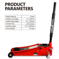 Floor Jack, 3.5 Ton Low Profile Floor Jack, Heavy Duty black+red-steel