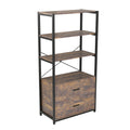 Industrial Bookcase With File Cabinet Drawers, 62.7 In Tall Bookshelf 4 Tier, Freestanding Storage Home Office Cabinet Organizer, Rustic Home Decor, Vintage Brown Brown Mdf Steel