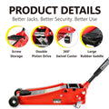 Floor Jack, 4 Ton Low Profile Floor Jack, Heavy Duty black+red-steel