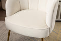 Shell Shape Velvet Fabric Armchair Accent Chair With Gold Legs For Living Room Bedroom,Ivory Ivory Foam Velvet