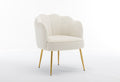 Shell Shape Velvet Fabric Armchair Accent Chair With Gold Legs For Living Room Bedroom,Ivory Ivory Foam Velvet