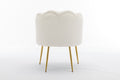 Shell Shape Velvet Fabric Armchair Accent Chair With Gold Legs For Living Room Bedroom,Ivory Ivory Foam Velvet