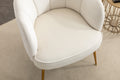 Shell Shape Velvet Fabric Armchair Accent Chair With Gold Legs For Living Room Bedroom,Ivory Ivory Foam Velvet