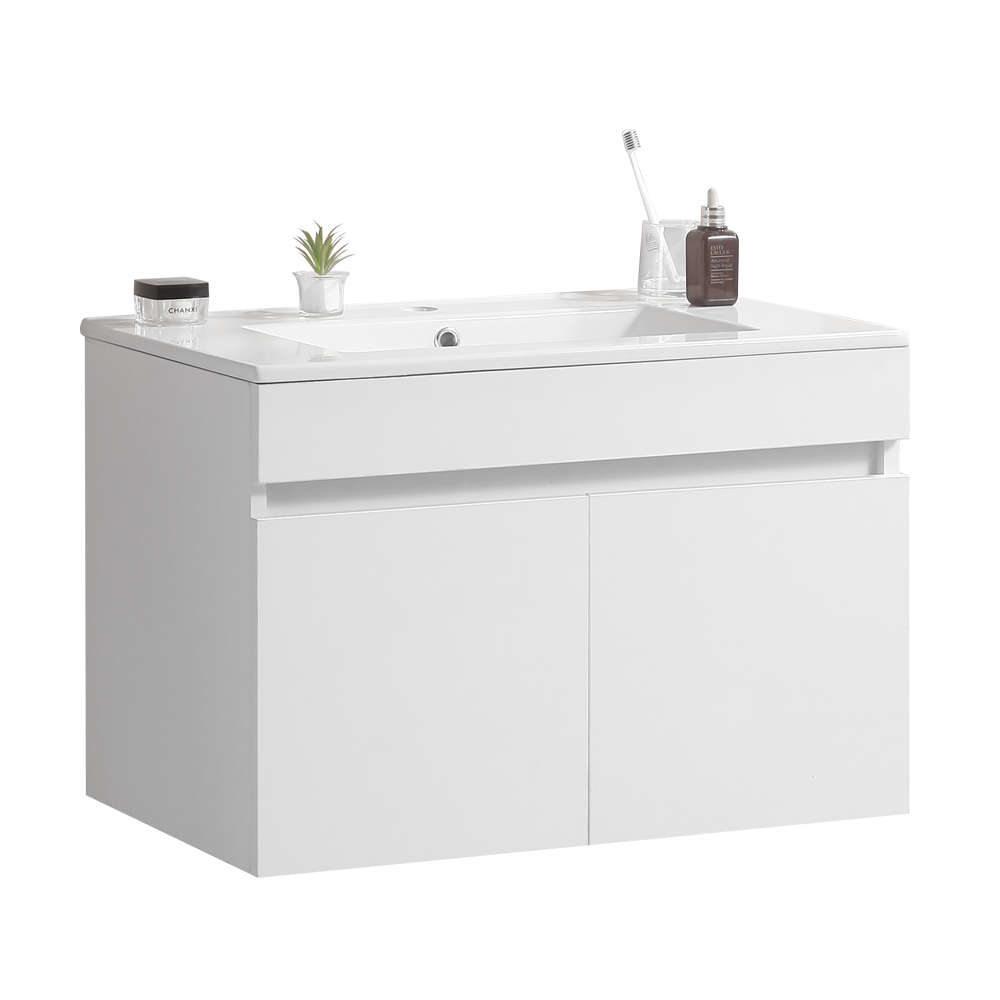 30 Inch Wall Mounted Bathroom Vanity With White Ceramic Basin,Two Soft Close Cabinet Doors, Solid Wood,Excluding Faucets,White White Solid Wood