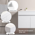 24 Inch Wall Mounted Bathroom Vanity With White Ceramic Basin,Two Soft Close Cabinet Doors, Solid Wood,Excluding Faucets,White White Solid Wood