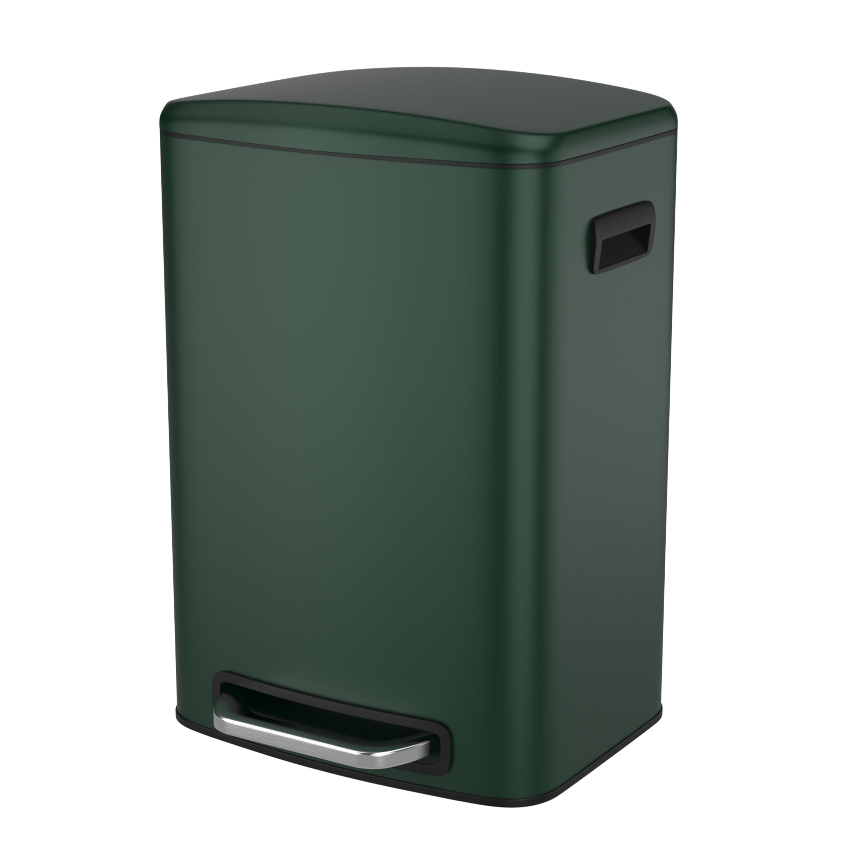foot pedal garbage can 13 Gallon 50L Kitchen Foot Pedal Operated Soft Close Trash Can Stainless Steel Rectangular Bustbin With 30 Garbage Bags Green Green Steel