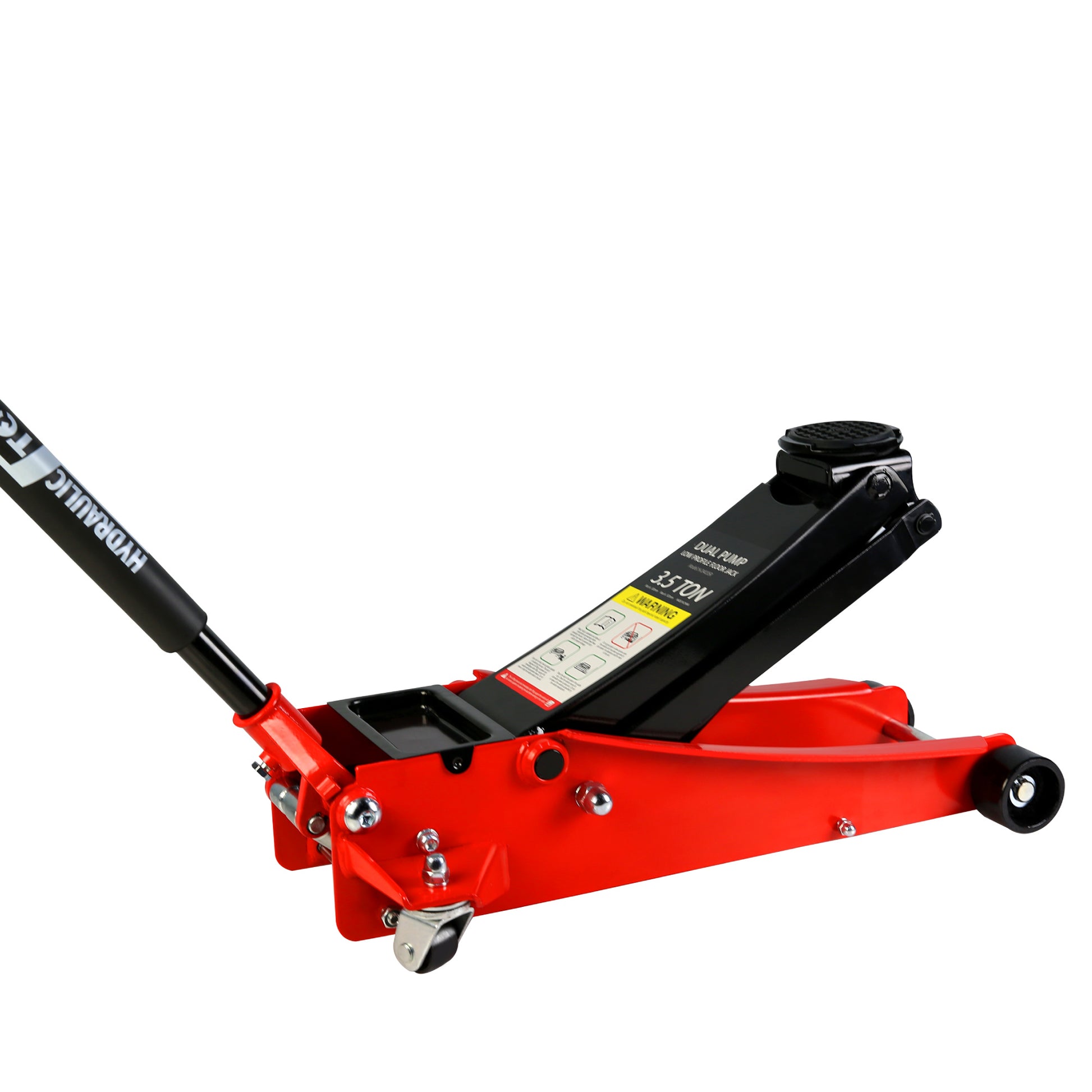 Floor Jack, 3.5 Ton Low Profile Floor Jack, Heavy Duty black+red-steel