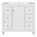 Contemporary White Bathroom Vanity Cabinet 36X18X34 Inches, 4 Drawers & 1 Cabinet Door, Multipurpose Storage, Resin Integrated Sink, Adjustable Shelves, Solid Wood Frame With Mdf White Modern Solid Wood Mdf Resin