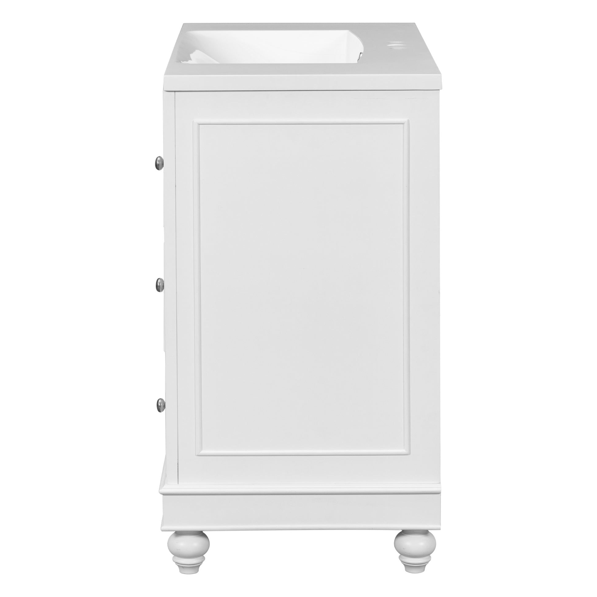 Contemporary White Bathroom Vanity Cabinet 36X18X34 Inches, 4 Drawers & 1 Cabinet Door, Multipurpose Storage, Resin Integrated Sink, Adjustable Shelves, Solid Wood Frame With Mdf White Modern Solid Wood Mdf Resin