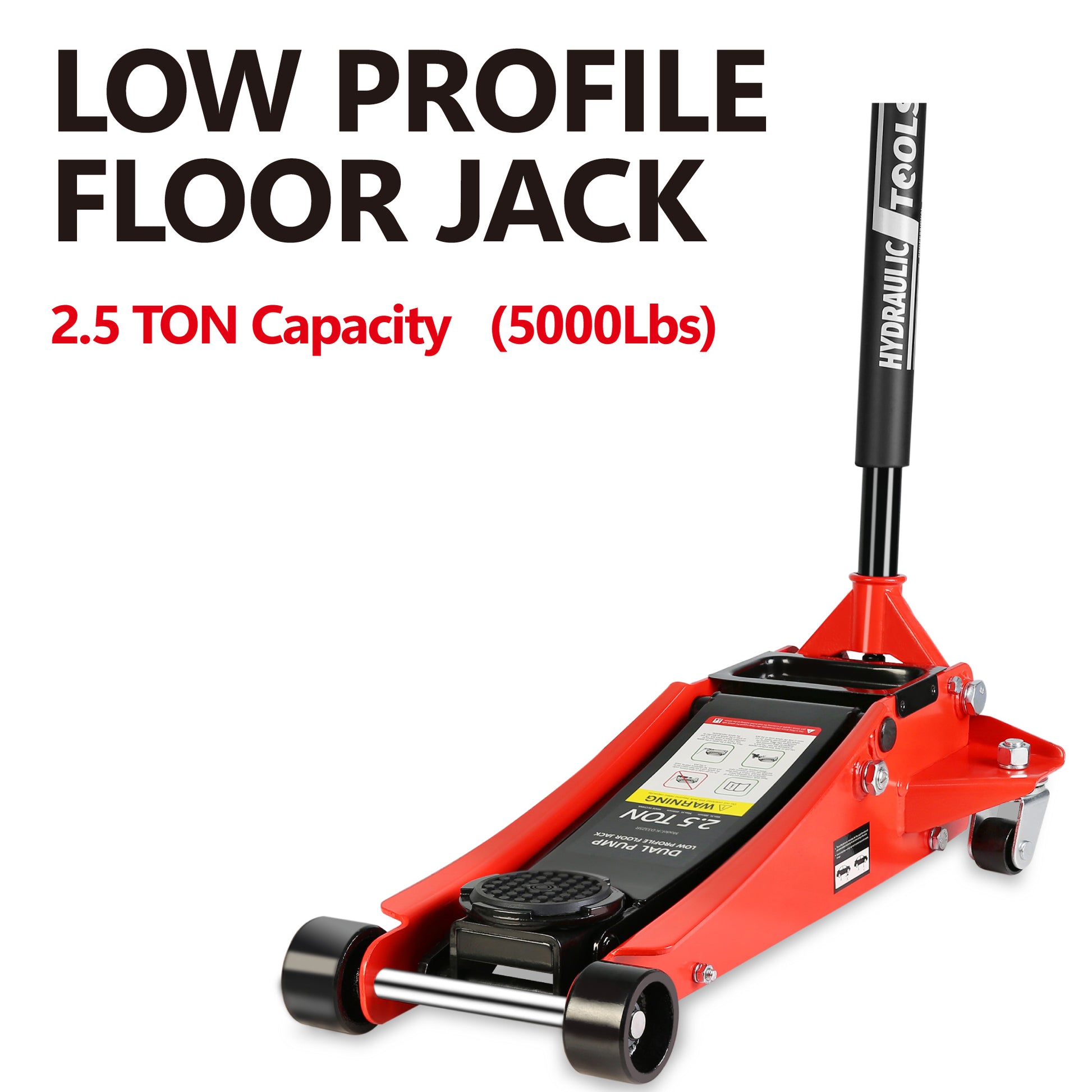 2.5 Ton Low Profile Floor Jack,Steel Racing Floor Jack black+red-steel