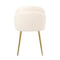 Modern Simple Teddy Fleece Dining Chair Fabric Upholstered Chairs Home Bedroom Stool Back Dressing Chair Gold Metal Legs Set Of 2 Beige Metal