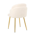 Modern Simple Teddy Fleece Dining Chair Fabric Upholstered Chairs Home Bedroom Stool Back Dressing Chair Gold Metal Legs Set Of 2 Beige Metal