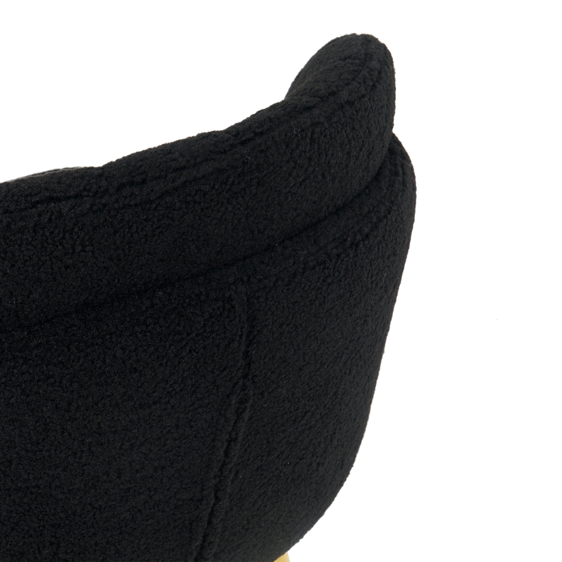 Modern Simple Black Teddy Fleece Dining Chair Fabric Upholstered Chairs Home Bedroom Stool Back Dressing Chair Gold Metal Legs Set Of 2 Black Foam Metal