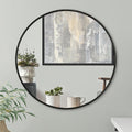 Black 32 Inch Metal Round Bathroom Mirror black-classic-mdf+glass-aluminium alloy