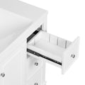 Contemporary White Bathroom Vanity Cabinet 36X18X34 Inches, 4 Drawers & 1 Cabinet Door, Multipurpose Storage, Resin Integrated Sink, Adjustable Shelves, Solid Wood Frame With Mdf White Modern Solid Wood Mdf Resin