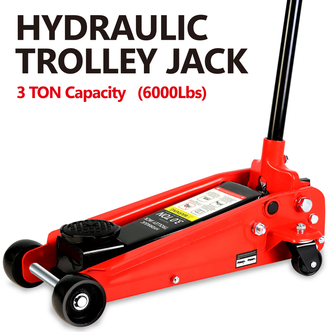 Hydraulic Trolley Low Profile And Steel Racing Floor Jack With Piston Quick Lift Pump,3Ton 6,000 Lb Capacity, Lifting Range 5.1" 20" Black Red Steel