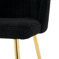 Modern Simple Black Teddy Fleece Dining Chair Fabric Upholstered Chairs Home Bedroom Stool Back Dressing Chair Gold Metal Legs Set Of 2 Black Foam Metal