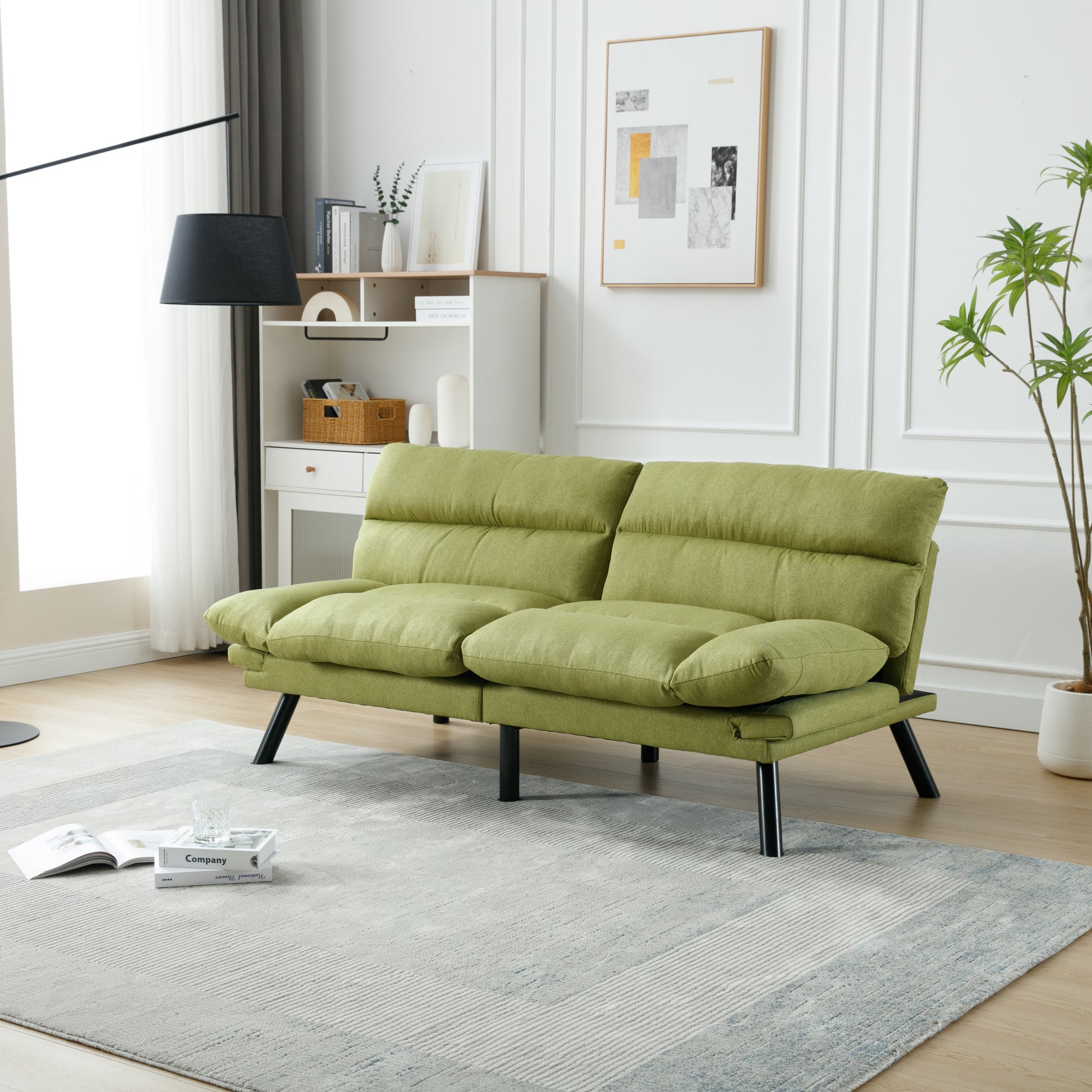 United We Win Furniture,Bedroom Furniture,Living Room Furniture,Sofa With Thick Cushion,Sofa Bed,Sleeper Sofa With Metal Feet. Green Linen 2 Seat
