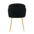 Modern Simple Black Teddy Fleece Dining Chair Fabric Upholstered Chairs Home Bedroom Stool Back Dressing Chair Gold Metal Legs Set Of 2 Black Foam Metal