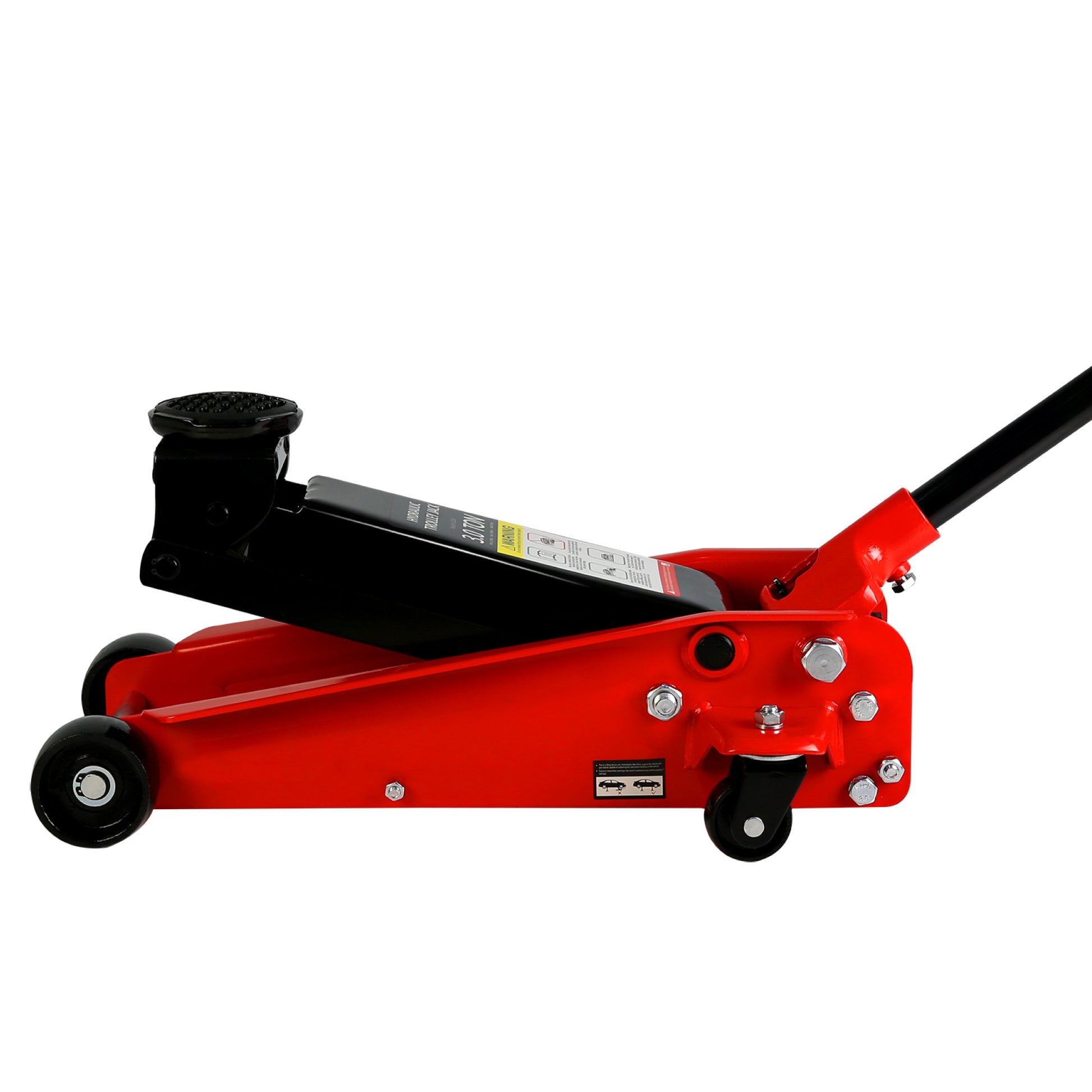 Hydraulic Trolley Low Profile And Steel Racing Floor Jack With Piston Quick Lift Pump,3Ton 6,000 Lb Capacity, Lifting Range 5.1" 20" Black Red Steel