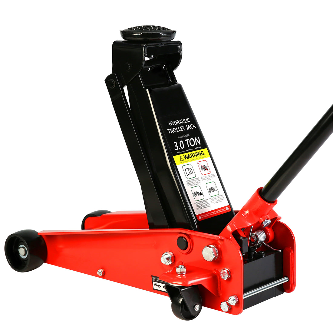 Hydraulic Trolley Low Profile And Steel Racing Floor Jack With Piston Quick Lift Pump,3Ton 6,000 Lb Capacity, Lifting Range 5.1" 20" Black Red Steel