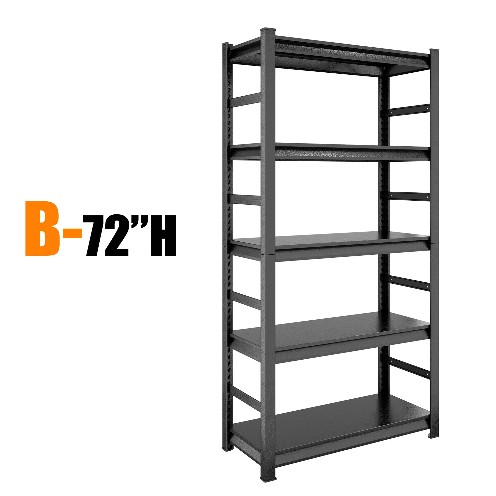 Storage Shelves 5 Tier Heavy Duty Metal Shelving Unit Adjustable Shelving Units And Storage Rack Kitchen Garage Shelf H72 * W35.4 * D15.7 5 Black Standard Vertical Kitchen Open Back Metal Classic Adjustable Shelves Metal Steel