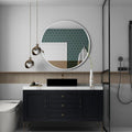 Silver 32 Inch Metal Round Bathroom Mirror silver-classic-mdf+glass-aluminium alloy