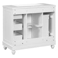 Contemporary White Bathroom Vanity Cabinet 36X18X34 Inches, 4 Drawers & 1 Cabinet Door, Multipurpose Storage, Resin Integrated Sink, Adjustable Shelves, Solid Wood Frame With Mdf White Modern Solid Wood Mdf Resin