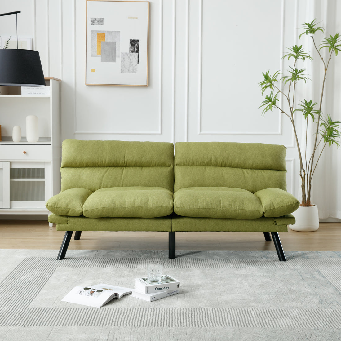 United We Win Furniture,Bedroom Furniture,Living Room Furniture,Sofa With Thick Cushion,Sofa Bed,Sleeper Sofa With Metal Feet. Green Linen 2 Seat