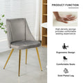 Modern Simple Light Luxury Dining Grey Chair Home Bedroom Stool Back Dressing Chair Student Desk Chair Gold Metal Legs Set Of 4 Metal Grey Velvet