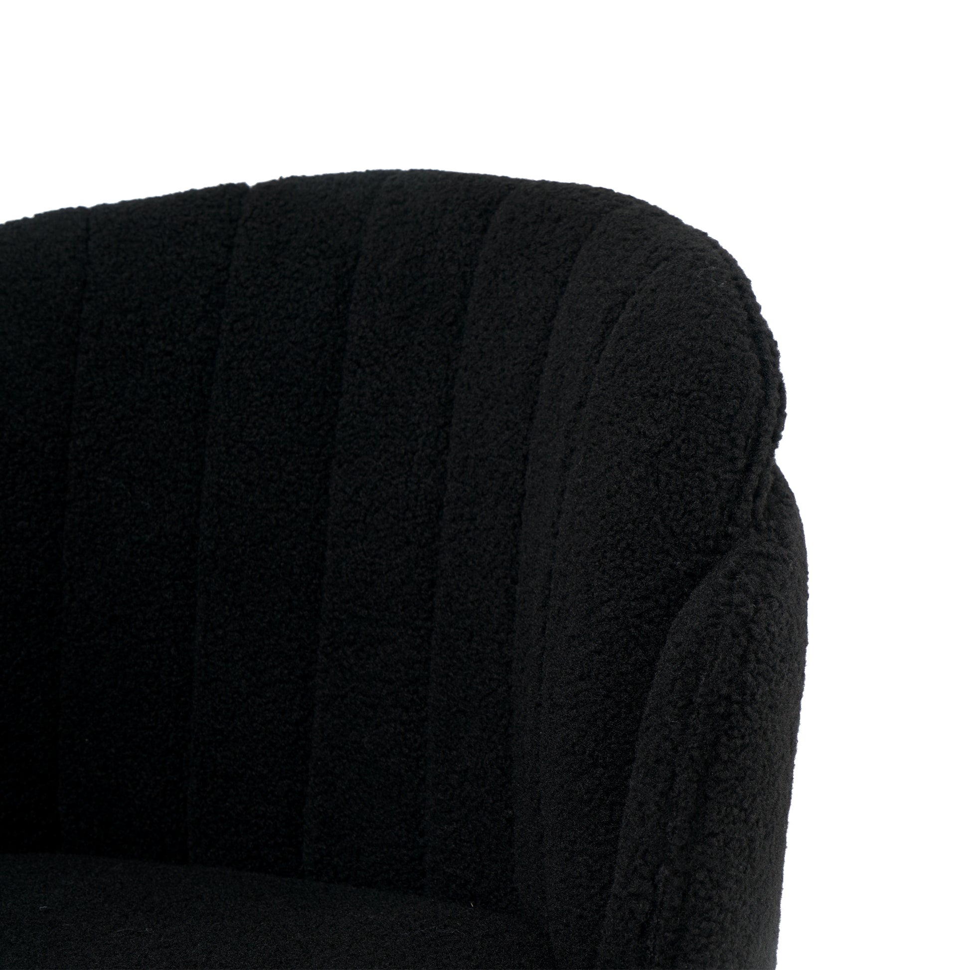 Modern Simple Black Teddy Fleece Dining Chair Fabric Upholstered Chairs Home Bedroom Stool Back Dressing Chair Gold Metal Legs Set Of 2 Black Foam Metal