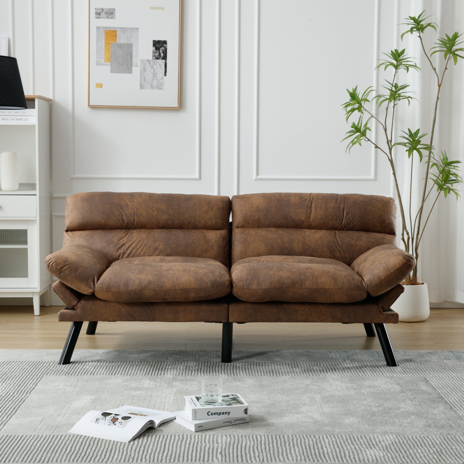 United We Win Furniture,Bedroom Furniture,Living Room Furniture,Sofa With Thick Cushion,Sofa Bed,Sleeper Sofa With Metal Feet. Coffee Microsuede 2 Seat