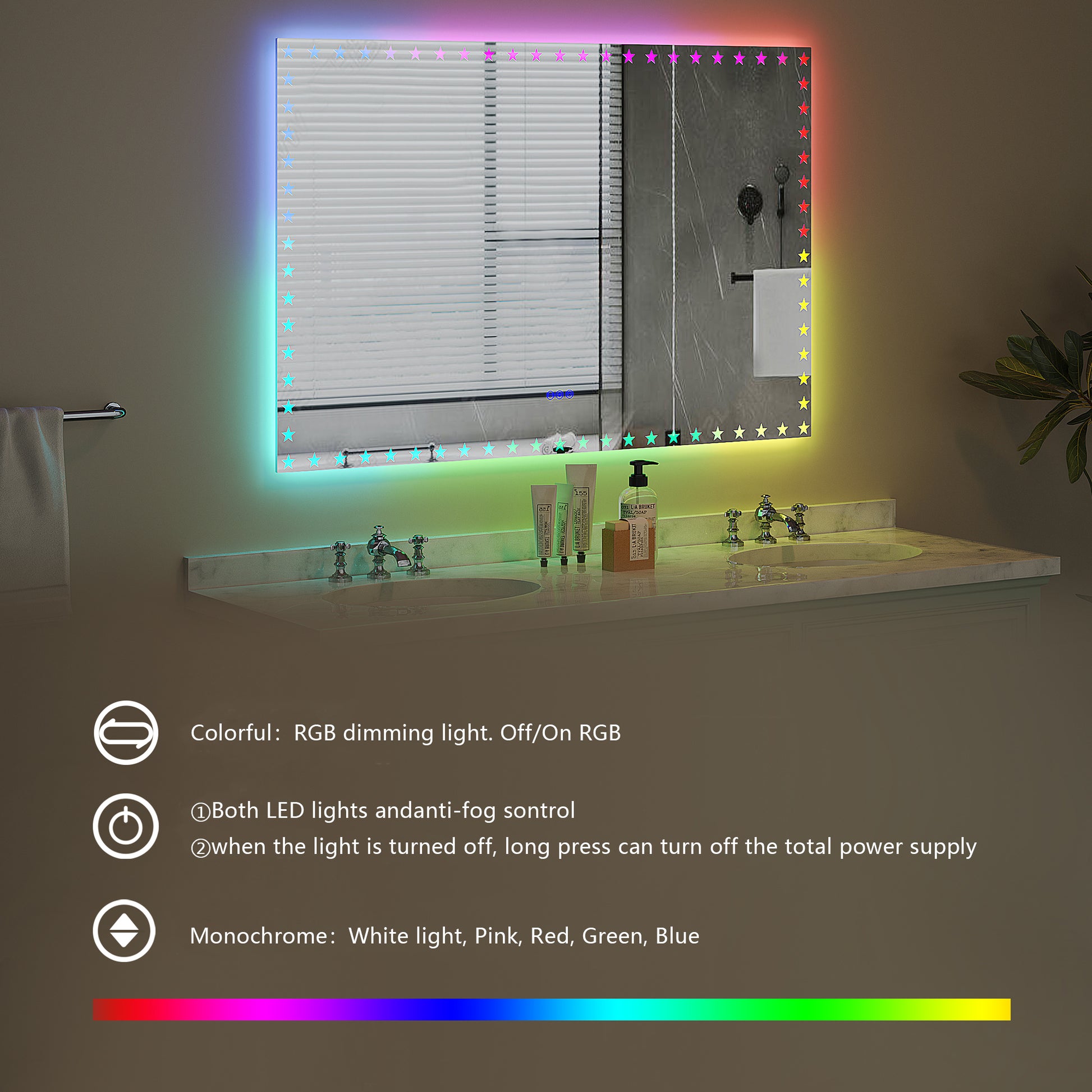 55X36 inch LED Bathroom Mirror with Lights Backlit RGB white-aluminium