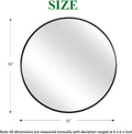 Black 32 Inch Metal Round Bathroom Mirror black-classic-mdf+glass-aluminium alloy