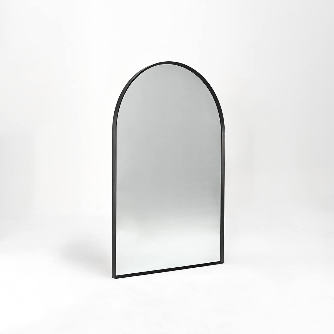 Black 24X36 Inch Metal Arch Barhroom Mirror Black Classic Mdf Glass Aluminium Alloy