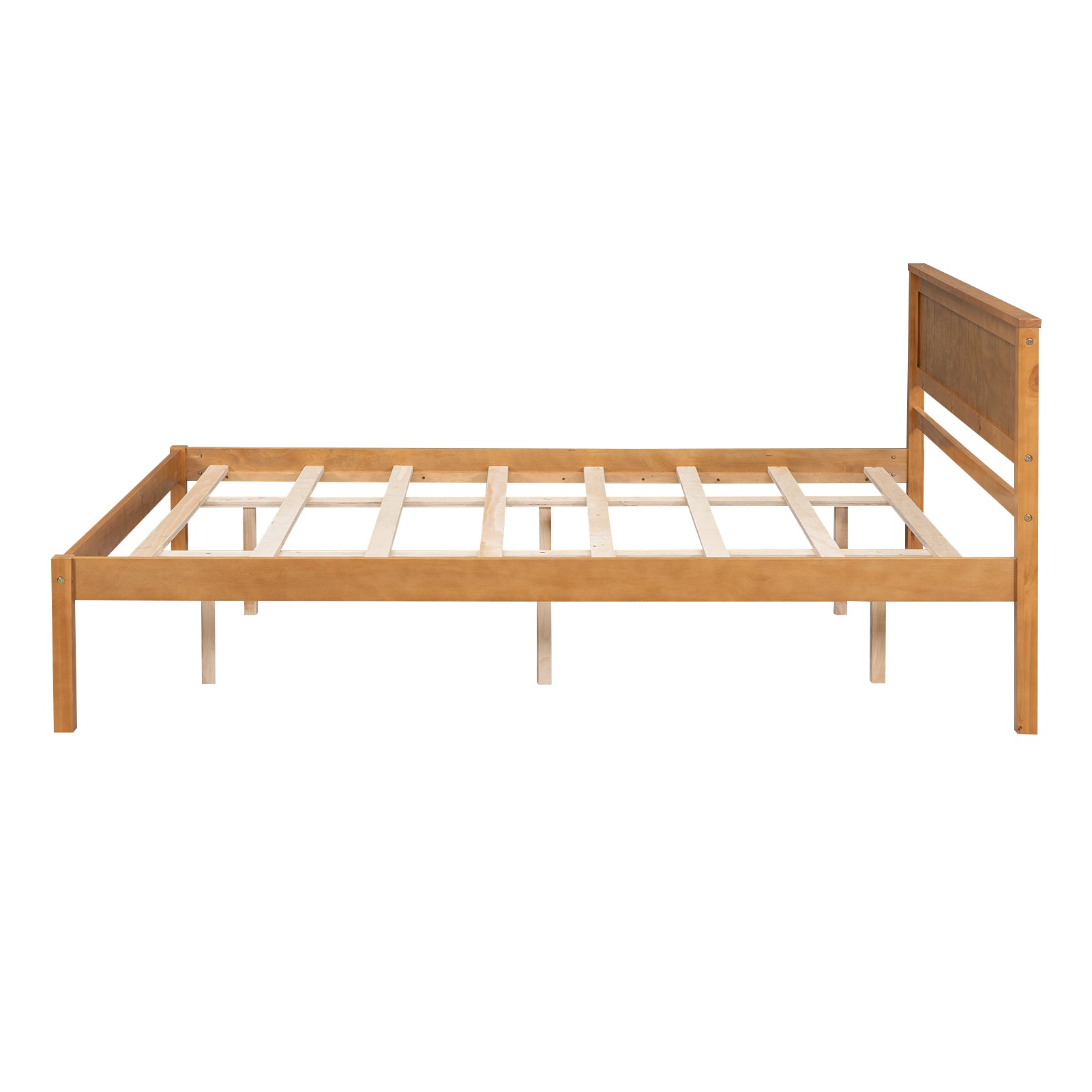 Platform Bed Frame With Headboard, Wood Slat Support, No Box Spring Needed, Queen, Oak Box Spring Not Required Queen Espresso Wood Bedroom Pine