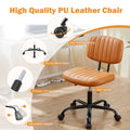 Sweetcrispy Pu Leather Low Back Task Chair Small Home Office Chair With Wheels Brown Abs Rubber Steel Q235