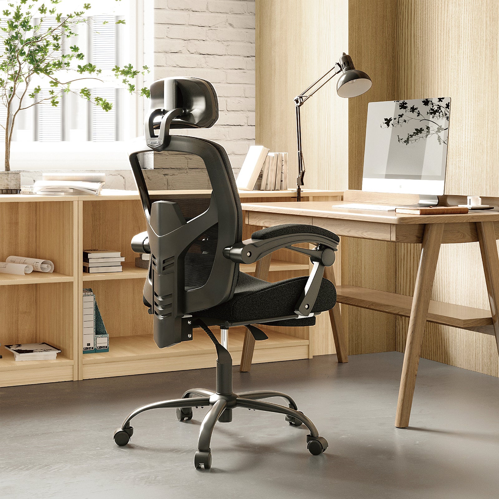 SWEETCRISPY Mesh High Back Ergonomic Office Chair black-nylon mesh
