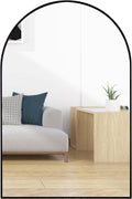 Black 24X36 Inch Metal Arch Barhroom Mirror Black Classic Mdf Glass Aluminium Alloy