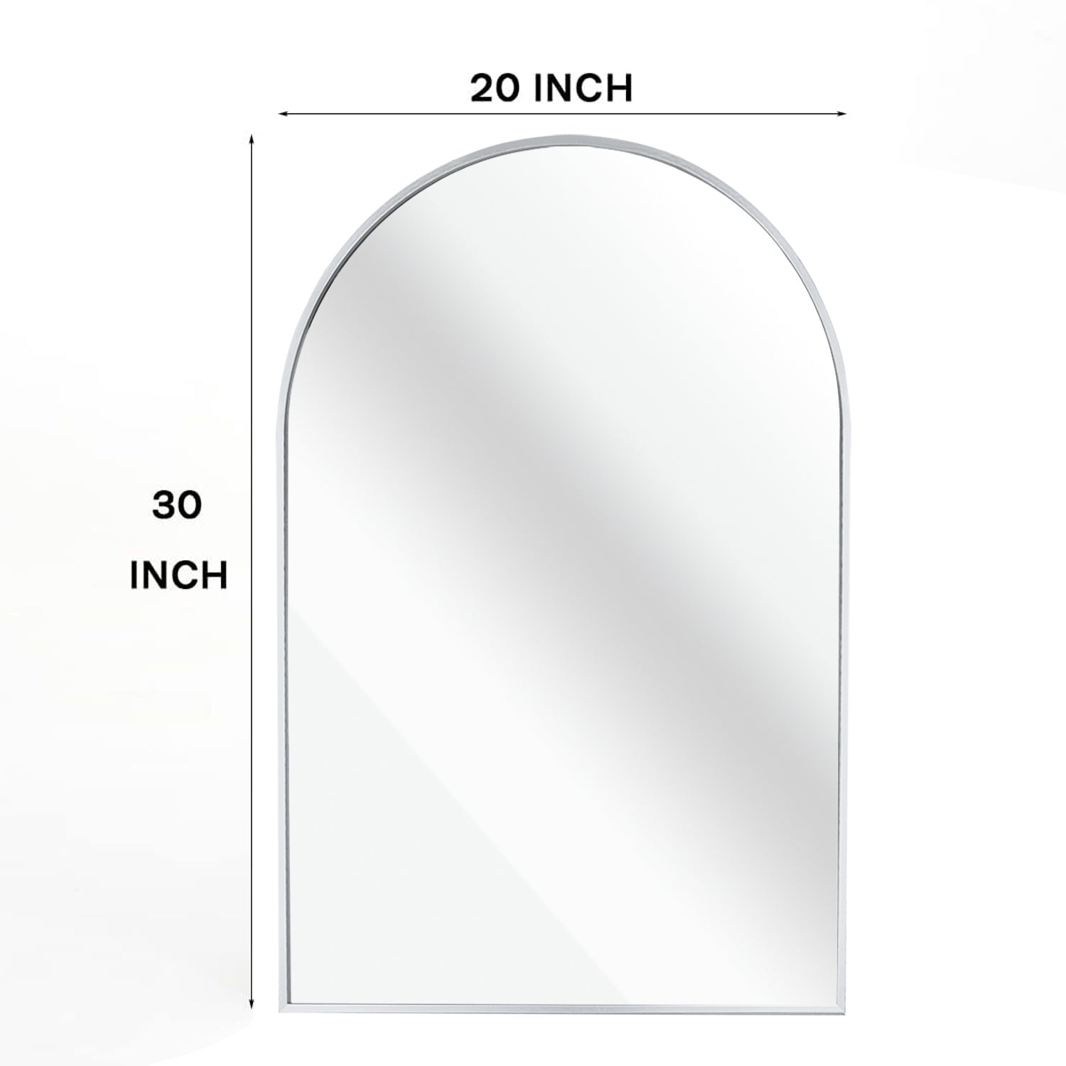 Silver 20x30 INCH Metal Arch Barhroom mirror silver-classic-mdf+glass-aluminium alloy