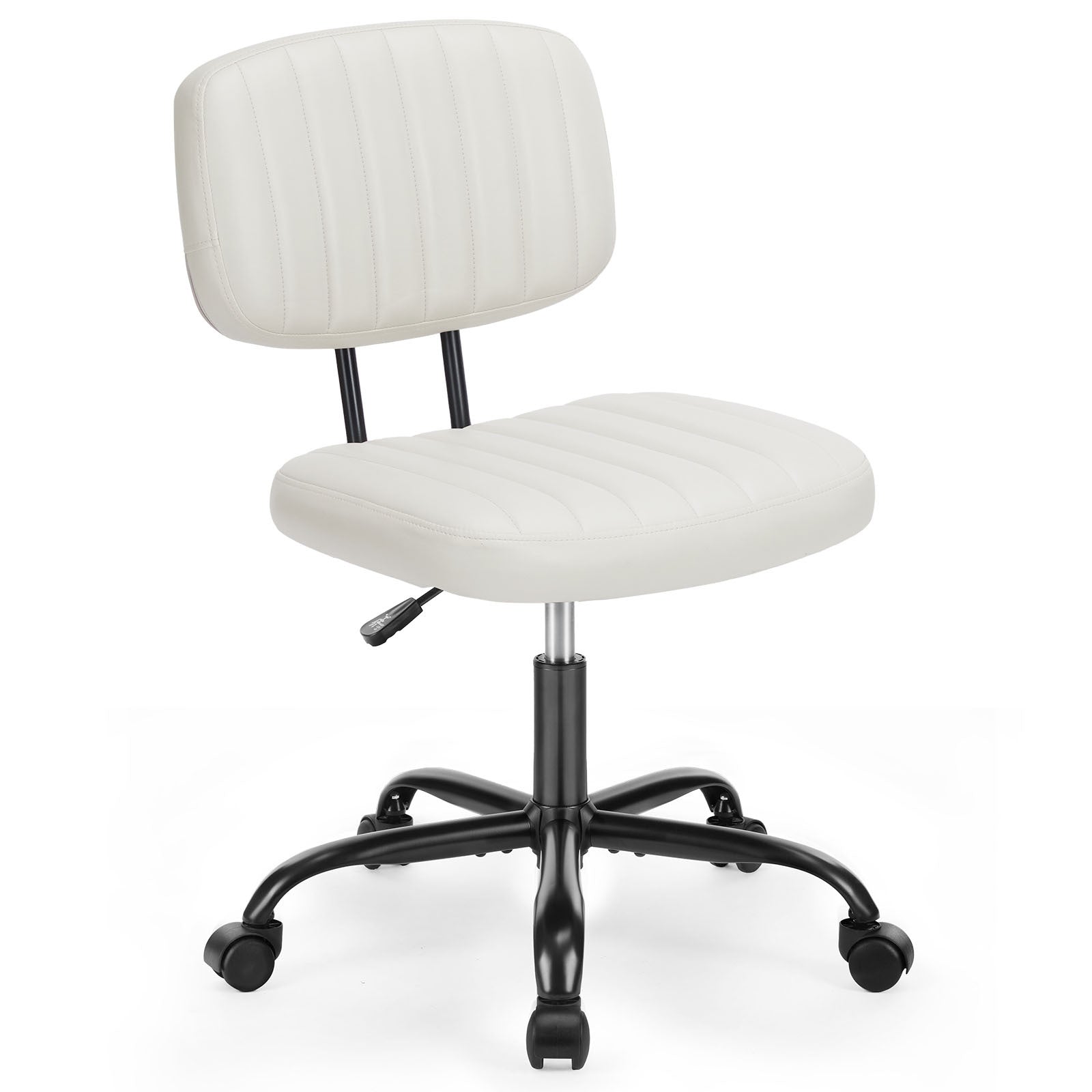 Sweetcrispy Pu Leather Low Back Task Chair Small Home Office Chair With Wheels White Abs Rubber Steel Q235