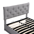 Full Size Upholstered Bed With Hydraulic Storage System And Led Light, Modern Platform Bed With Button Tufted Design Headboard, Gray Gray Linen