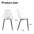 Table And Chair Set, Transparent Glass Tabletop And Black Metal Table Legs, Transparent Plastic Backrest Cushion And Black Metal Chair Legs, One Table With Four Chairs.Drt 1123 Tw 1200 Transparent Seats 4 Glass